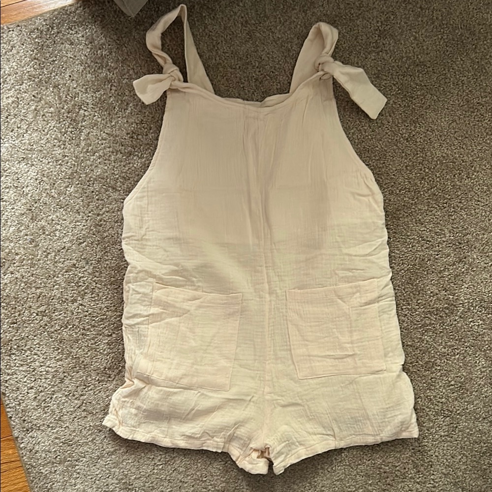 Cupshe Cream One Piece with Tie Straps and Fitted Bodice
